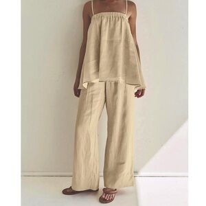 Linen Wide-Leg Pants in Natural